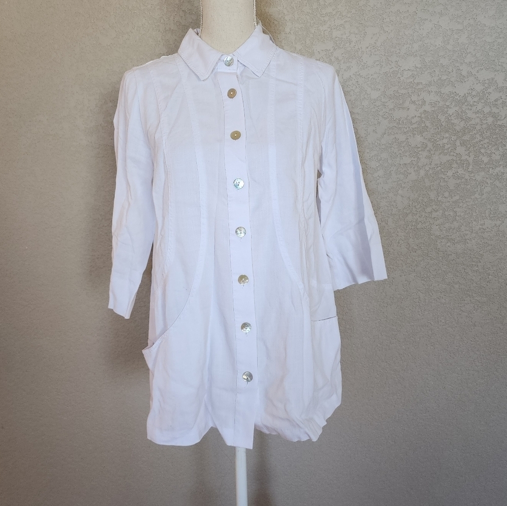 Soft surroundings Front pockets quarter sleeve blouse size PS